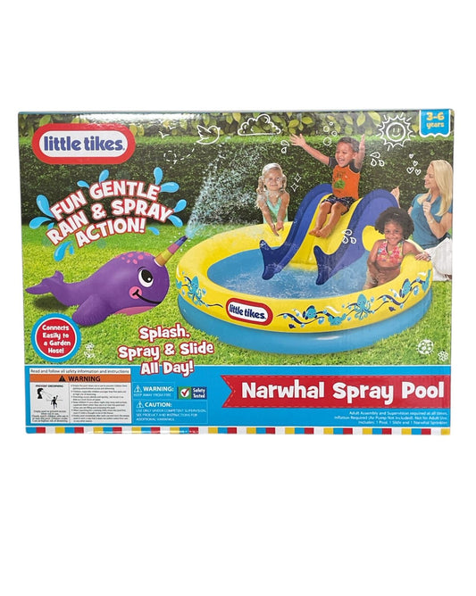 Alberca Inflable Little Tikes con Resbaladilla y Rociador de Narval